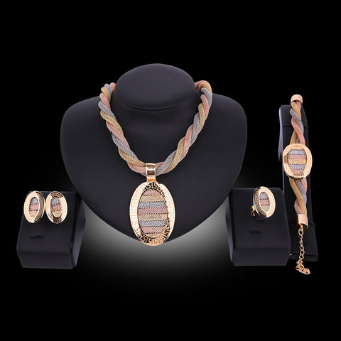 New European and American necklace earrings bracelet four-piece set