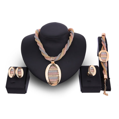 New European and American necklace earrings bracelet four-piece set