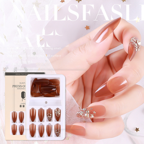 N40 Pointe Butterfly drill gradient false nail 24pcs/box with jelly glue