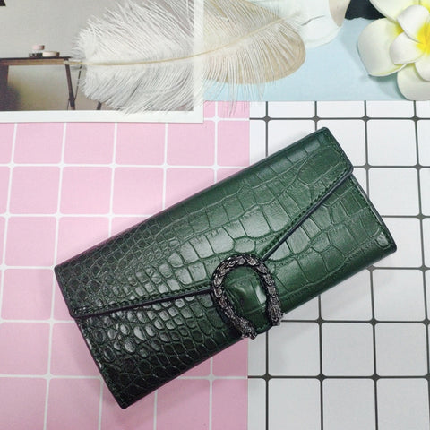 Long Multifunctional Leather Bag Fashionable Crocodile Pattern Wallet Bag