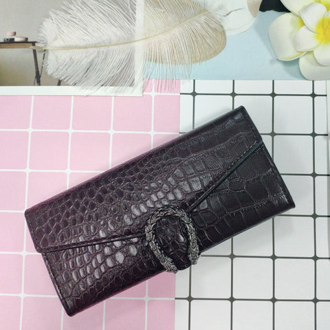 Long Multifunctional Leather Bag Fashionable Crocodile Pattern Wallet Bag