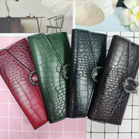 Long Multifunctional Leather Bag Fashionable Crocodile Pattern Wallet Bag