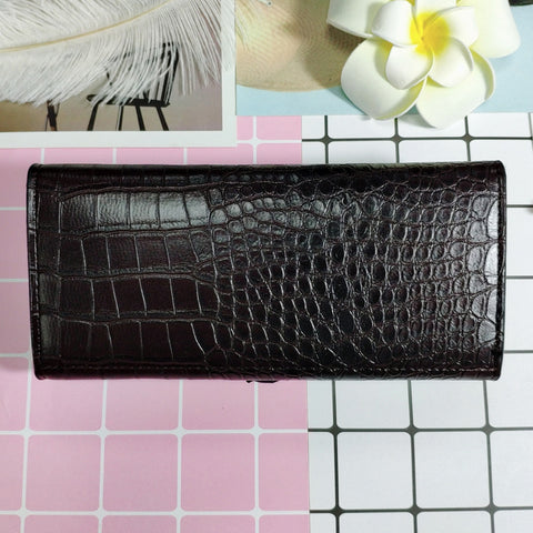 Long Multifunctional Leather Bag Fashionable Crocodile Pattern Wallet Bag