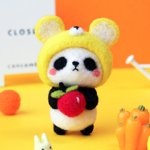 Panda wool felt diy handmade pendant decoration poke show doll