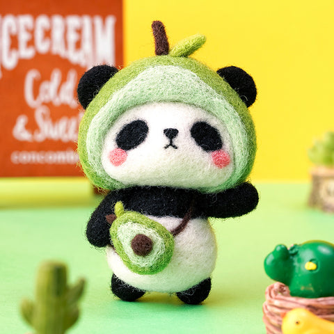 Panda wool felt diy handmade pendant decoration poke show doll