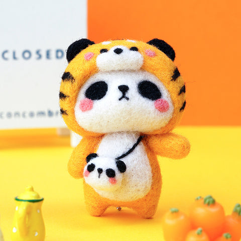 Panda wool felt diy handmade pendant decoration poke show doll