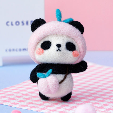 Panda wool felt diy handmade pendant decoration poke show doll