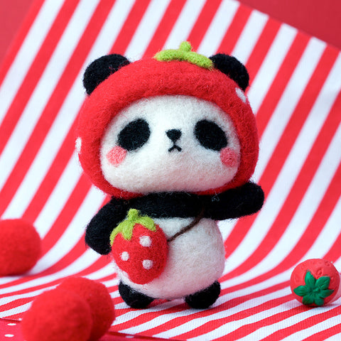 Panda wool felt diy handmade pendant decoration poke show doll