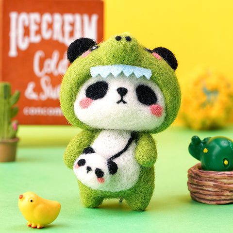 Panda wool felt diy handmade pendant decoration poke show doll