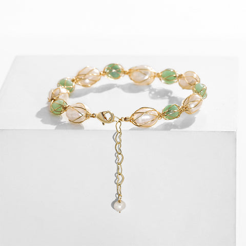 Simple freshwater pearl woven temperament trend creative bracelet