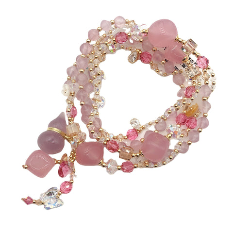 Pink Chalcedony Cube Agate Bracelet