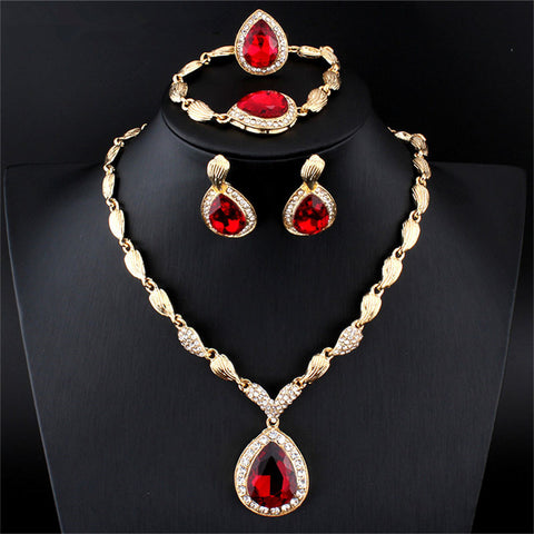 New blue and red gemstone four-piece set