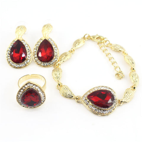 New blue and red gemstone four-piece set