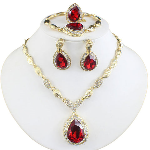 New blue and red gemstone four-piece set