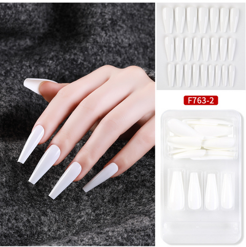 N23 New ladie long ballet false nail patch 24pcs/box with jelly glue