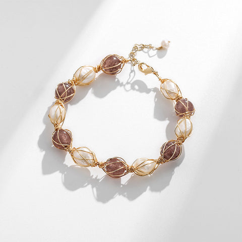 Simple freshwater pearl woven temperament trend creative bracelet