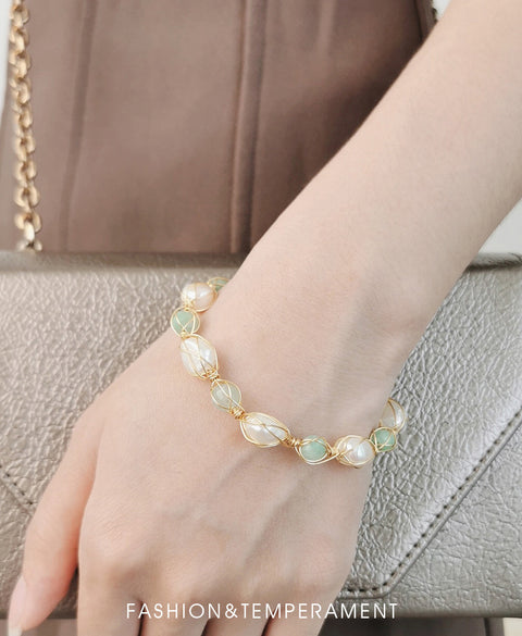 Simple freshwater pearl woven temperament trend creative bracelet