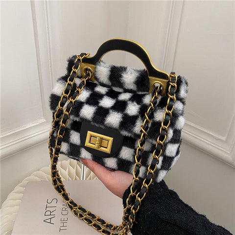 2022 New Style Fluffy Single-shoulder Messenger Bag for Women Inpluser