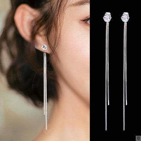 Trend Simulation Pearl Long Earrings Female Moon Star Flower