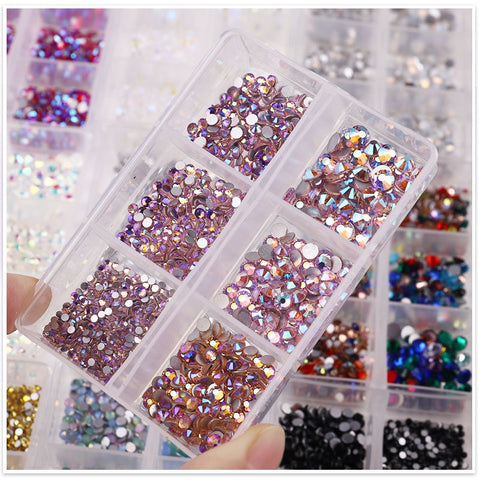 1 Box Crystal Nail Art Rhinestone Gold Silver Bottom Mixed Shape DIY Nail Art 3D Decoration