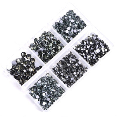 1 Box Crystal Nail Art Rhinestone Gold Silver Bottom Mixed Shape DIY Nail Art 3D Decoration