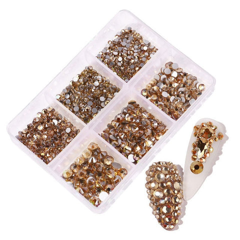 1 Box Crystal Nail Art Rhinestone Gold Silver Bottom Mixed Shape DIY Nail Art 3D Decoration