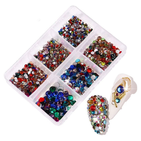 1 Box Crystal Nail Art Rhinestone Gold Silver Bottom Mixed Shape DIY Nail Art 3D Decoration