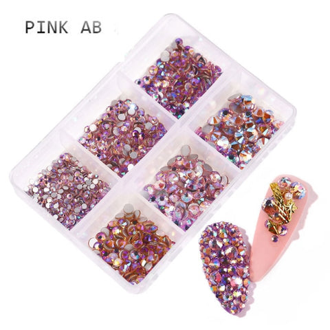 1 Box Crystal Nail Art Rhinestone Gold Silver Bottom Mixed Shape DIY Nail Art 3D Decoration