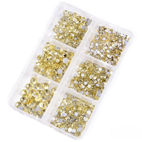 1 Box Crystal Nail Art Rhinestone Gold Silver Bottom Mixed Shape DIY Nail Art 3D Decoration