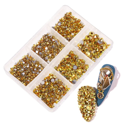 1 Box Crystal Nail Art Rhinestone Gold Silver Bottom Mixed Shape DIY Nail Art 3D Decoration