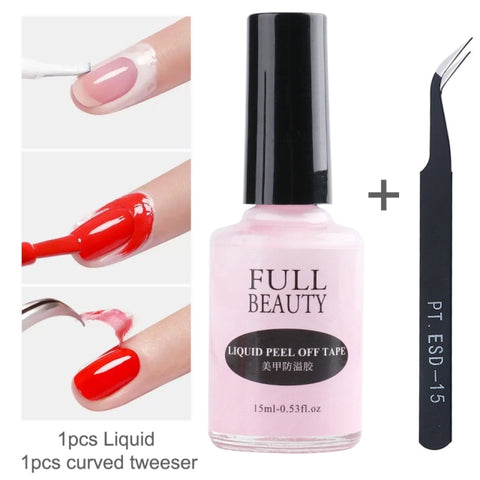 15ml Nail Polish Liquid Peel Off Tape Protect Glue Varnish  Fast Dry Skin Care Nail Art