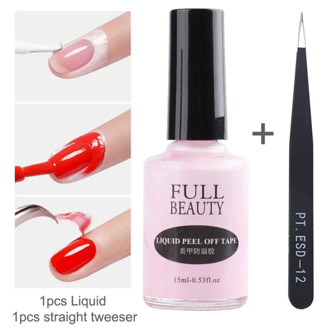 15ml Nail Polish Liquid Peel Off Tape Protect Glue Varnish  Fast Dry Skin Care Nail Art