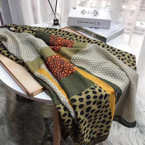 2022 Leopard muslim cotton warm scarf for ladies Inpluser