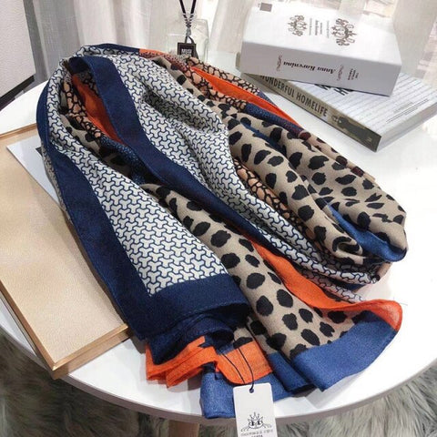 2022 Leopard muslim cotton warm scarf for ladies Inpluser