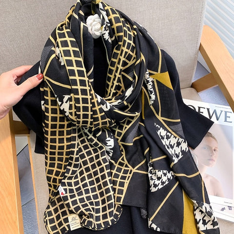 2022 Leopard muslim cotton warm scarf for ladies Inpluser