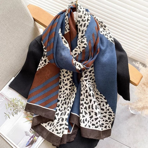 2022 Leopard muslim cotton warm scarf for ladies Inpluser