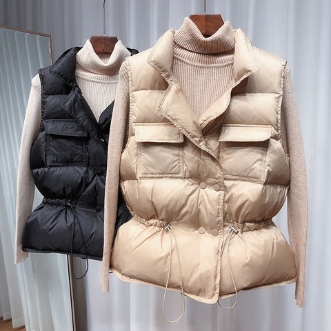 Windproof Warm Waistcoat Female White Duck Down Coat Sleeveless