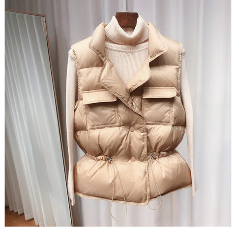 Windproof Warm Waistcoat Female White Duck Down Coat Sleeveless