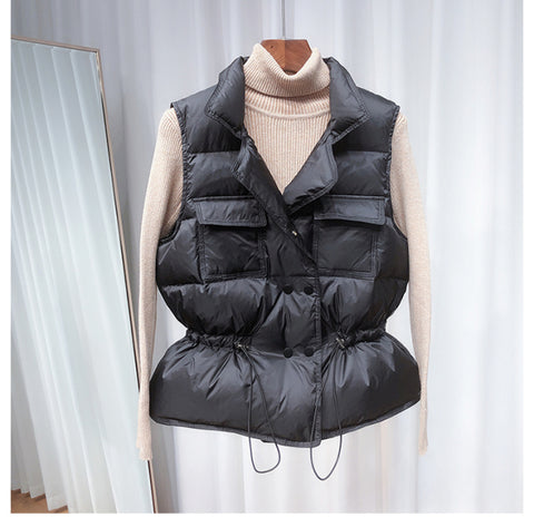 Windproof Warm Waistcoat Female White Duck Down Coat Sleeveless