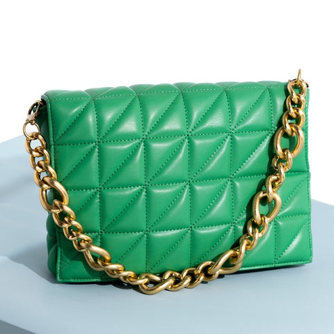 Thick Chain Quilted Handbag Clutch Bags Ladies Hand Bag