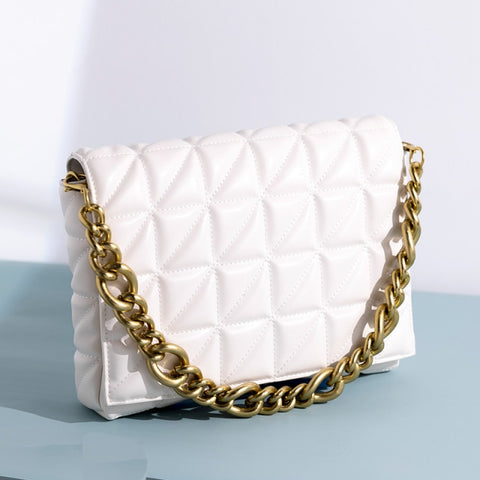 Thick Chain Quilted Handbag Clutch Bags Ladies Hand Bag