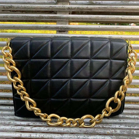 Thick Chain Quilted Handbag Clutch Bags Ladies Hand Bag