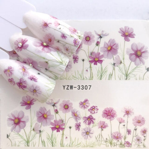 2022 New Simple Blue Flower Nail Art Water Decals Inpluser