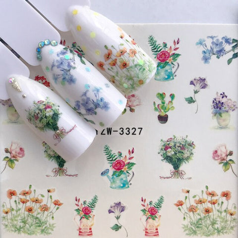 2022 New Simple Blue Flower Nail Art Water Decals Inpluser