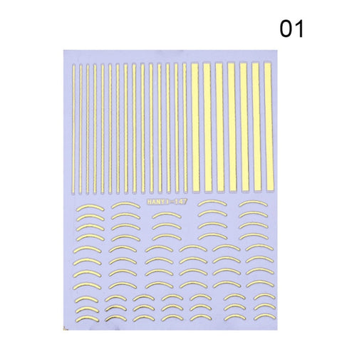 Silver Gold Lines Stripe 3D Nail Stickers Inpluser