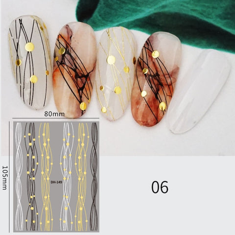 Silver Gold Lines Stripe 3D Nail Stickers Inpluser