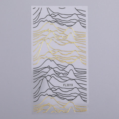 Silver Gold Lines Stripe 3D Nail Stickers Inpluser