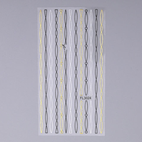 Silver Gold Lines Stripe 3D Nail Stickers Inpluser