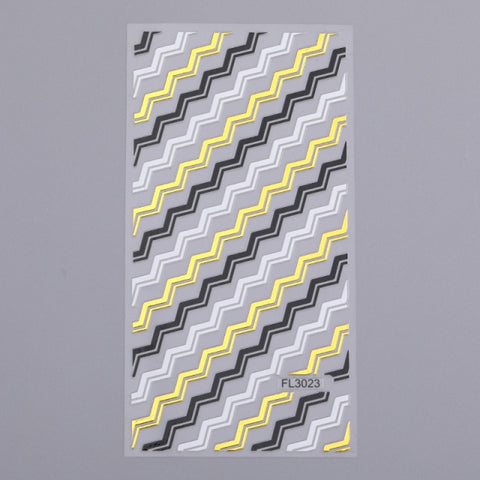 Silver Gold Lines Stripe 3D Nail Stickers Inpluser