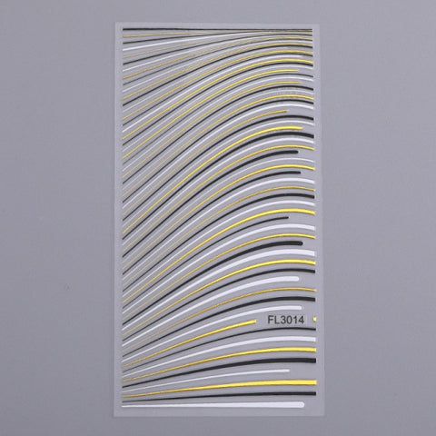 Silver Gold Lines Stripe 3D Nail Stickers Inpluser